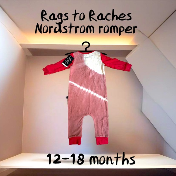 🌸 Rags to Raches, Nordstrom, 12-18 months, long sleeve, red and white tie dye - Picture 2 of 2